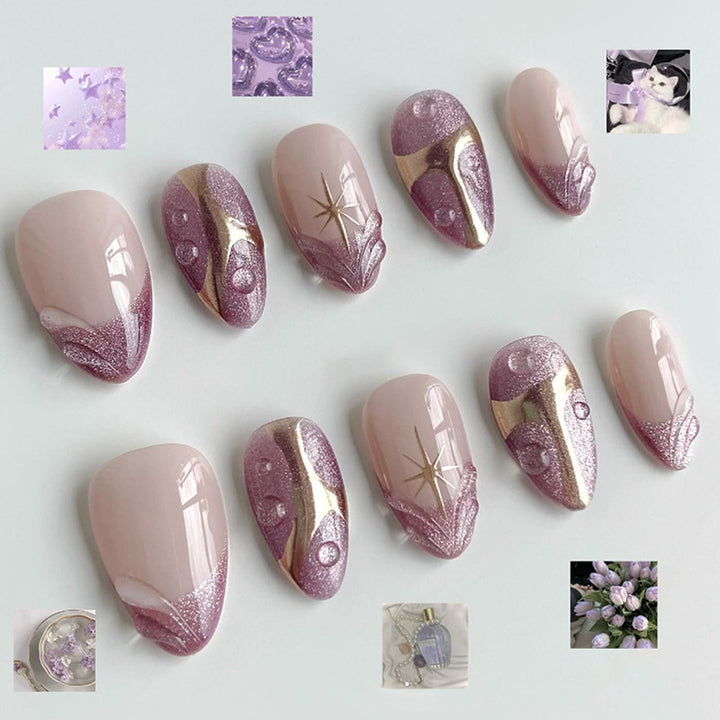Artificial nail set with glamorous tip accents Stornfield