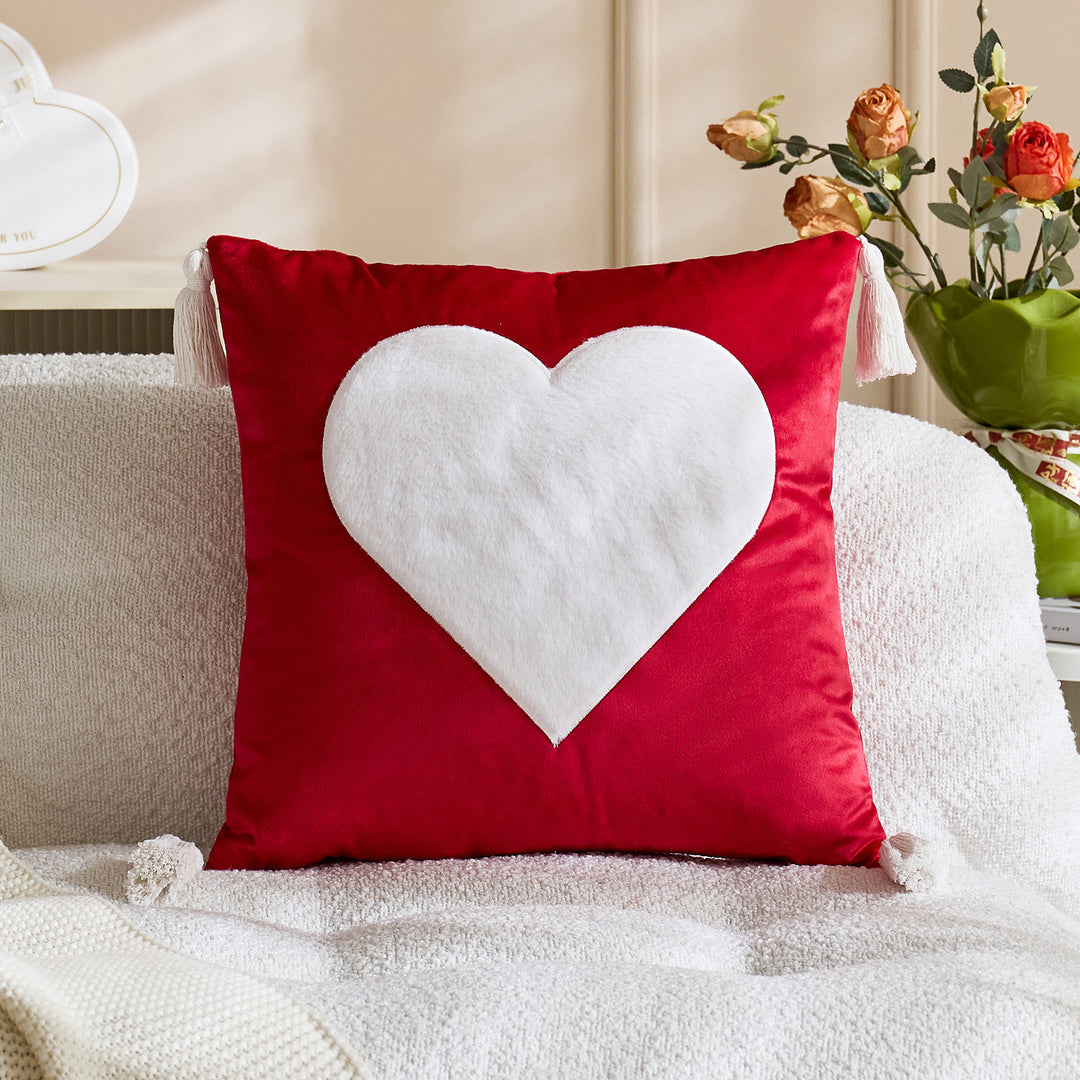 Tufted Tic-Tac-Toe Chenille Decorative Throw Pillow with Corner Tassels