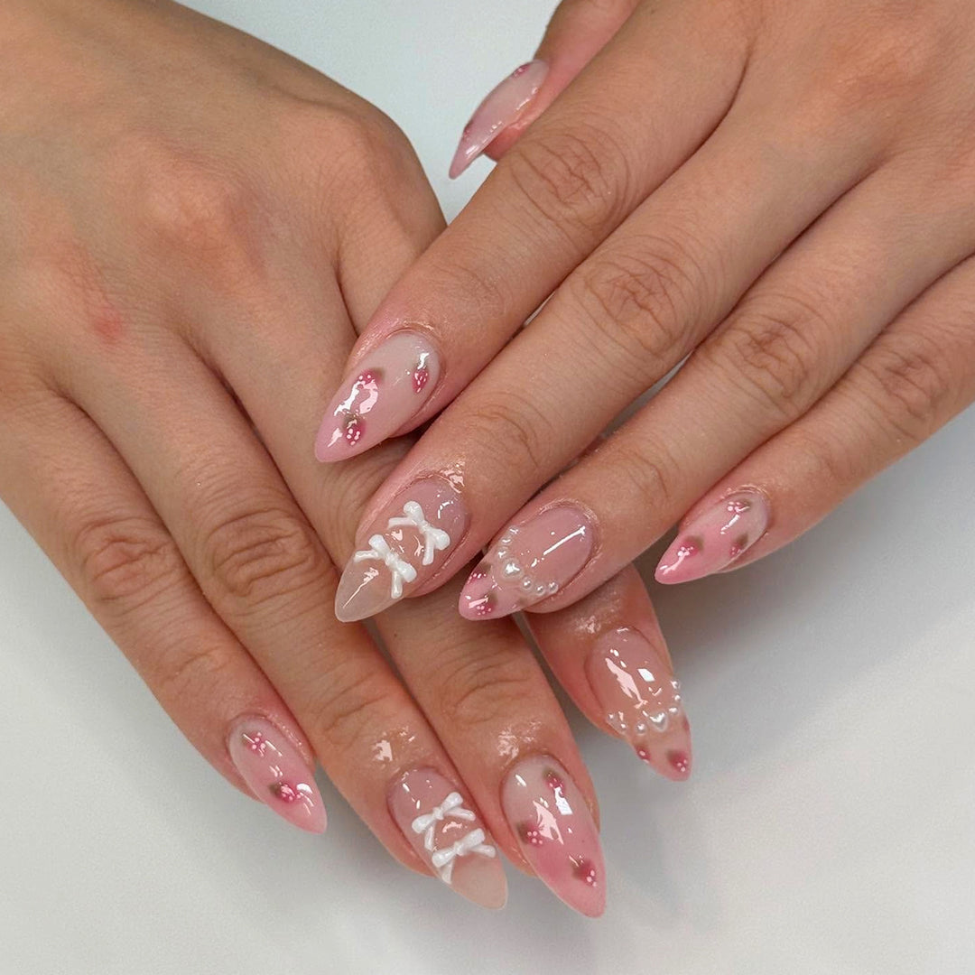 Artistic Stiletto Artificial Nails with Floral Accents Stornfield