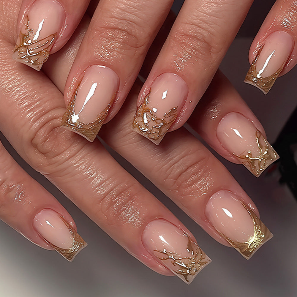 Elegant Marble Tip Acrylic Nail Set Stornfield