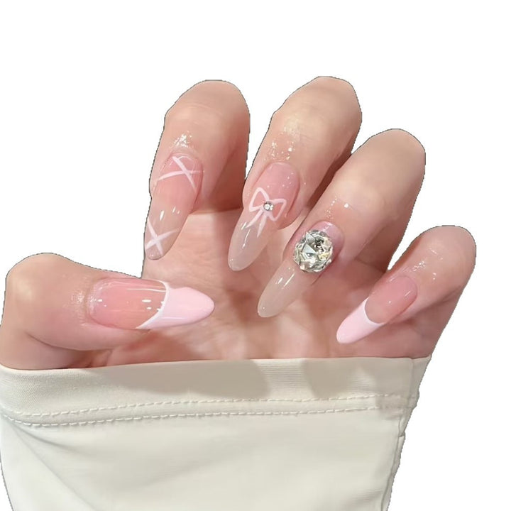 Artistic Press-On Nail Set with Floral and Heart Designs Stornfield