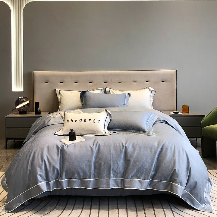 Luxury Cotton-Sateen Duvet Cover Ensemble with Hidden Closure, Corner Ties & Matching Shams