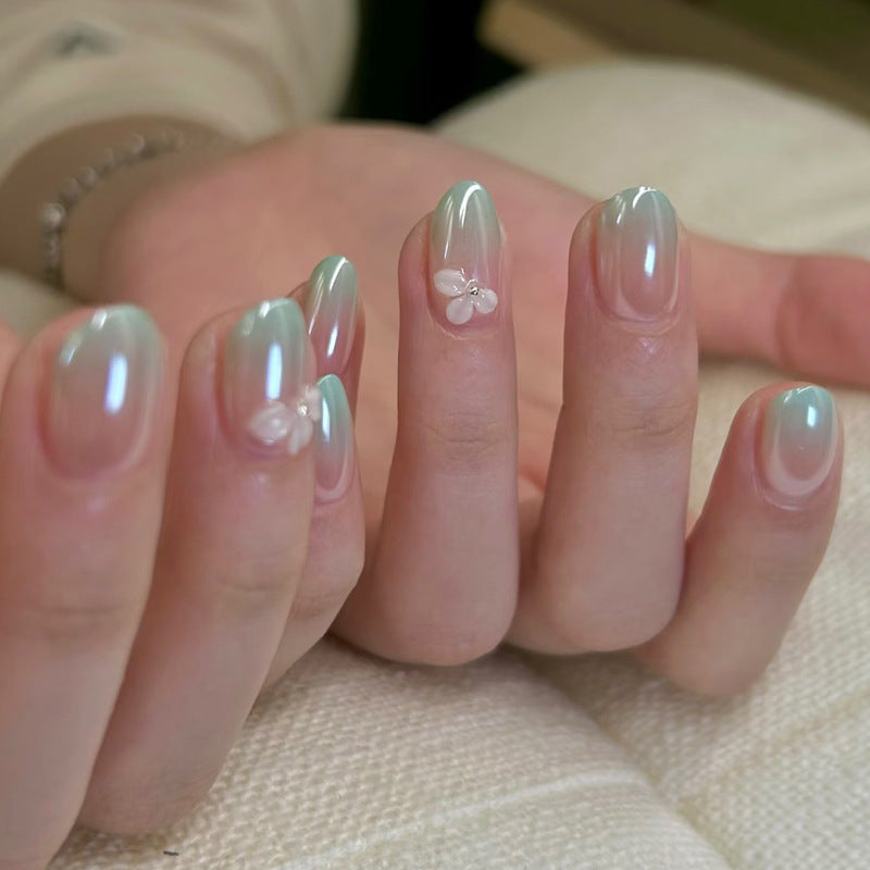 Elegant Floral Embellished Press-On Nails Stornfield