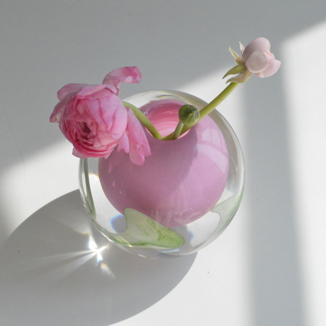 Handblown Encased-Glass Bud Vase with Sculptural Petal Inclusions Stornfield