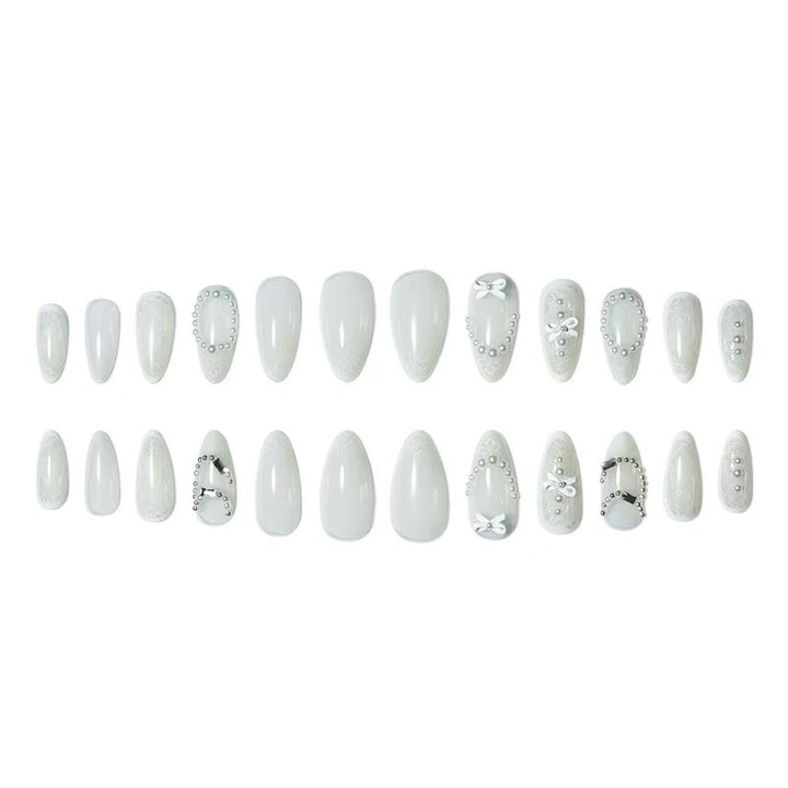 Elegant French Tip Lace Detail Press-On Nails Stornfield