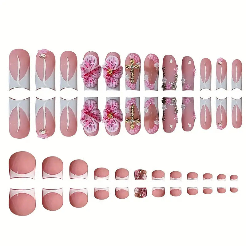Floral Themed Press-On Nail Set Stornfield