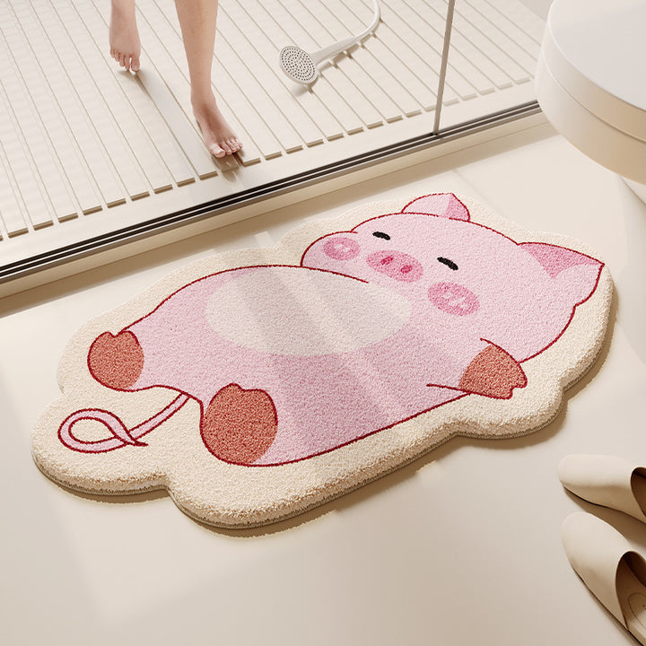 Cute Cartoon Cat-Shaped Bath Mat