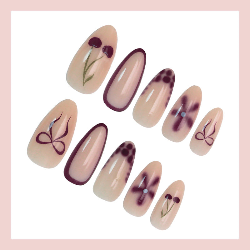 Artificial nail set with modern floral marbled designs Stornfield