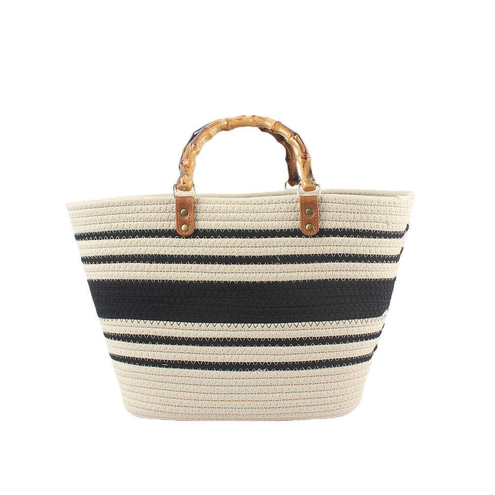 Stylish beach bag with bamboo handles Stornfield
