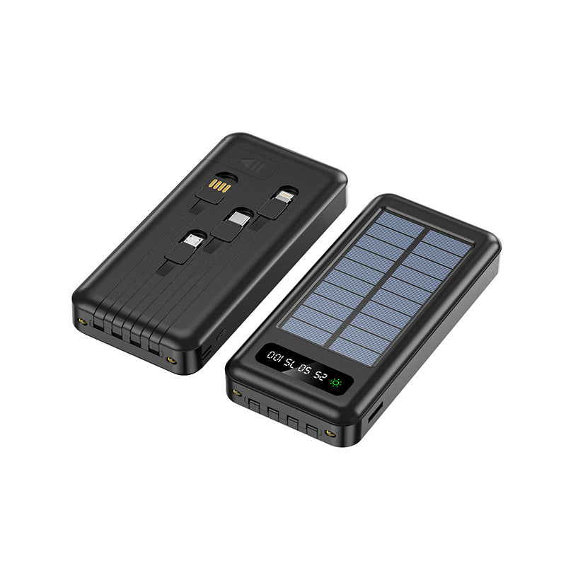 Portable solar power bank with integrated charging cable and digital display Stornfield