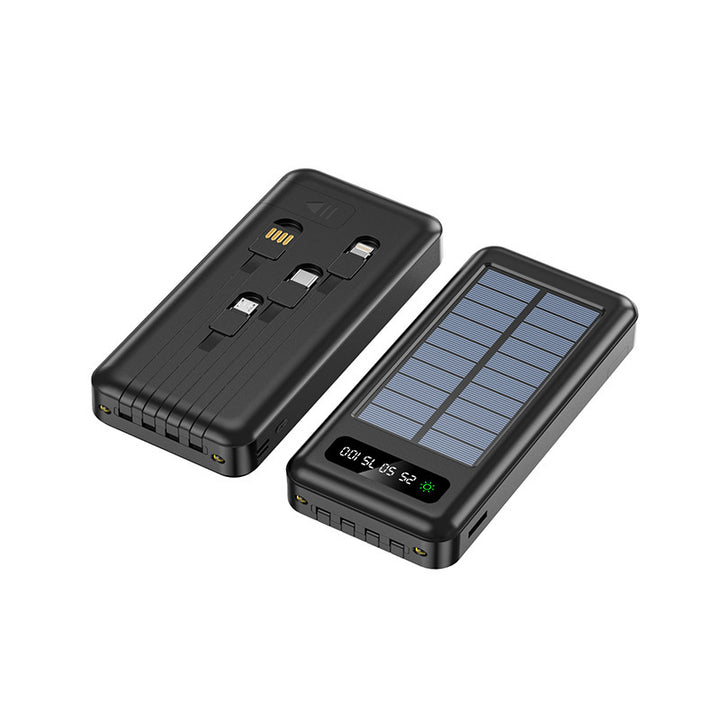 Portable solar power bank with integrated charging cable and digital display Stornfield