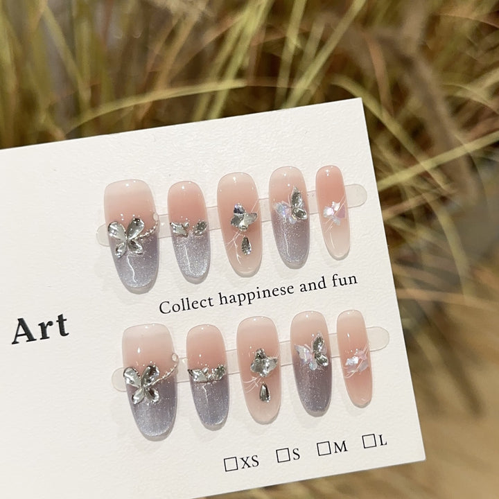 Elegant Floral Press-On Nail Art Set