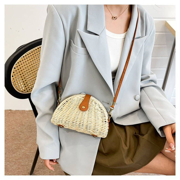 Handcrafted Rattan Bag in Half-Moon Design Stornfield