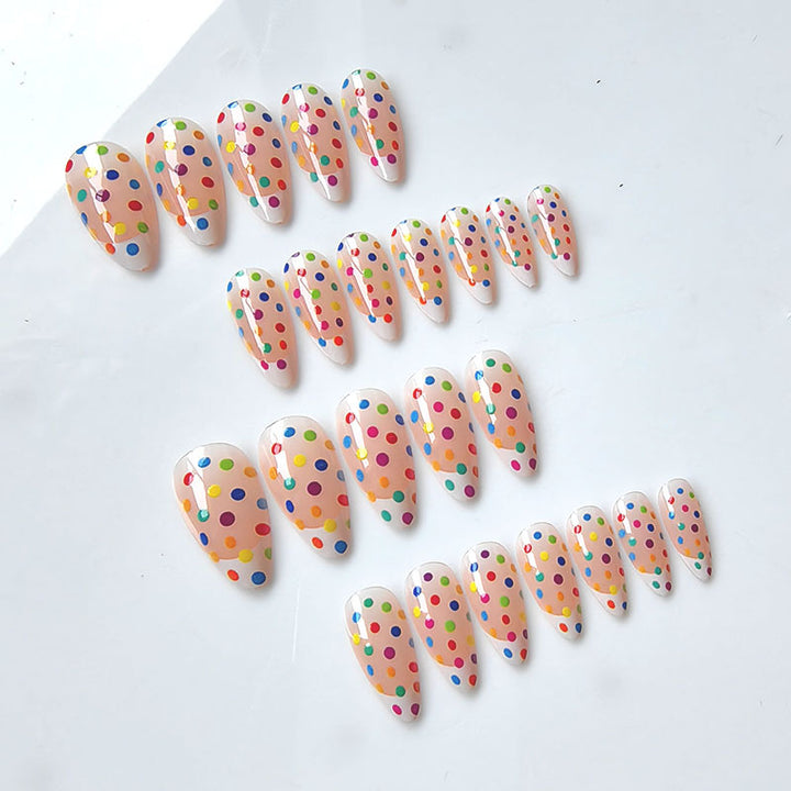 Artificial artificial nails with colorful dot design Stornfield