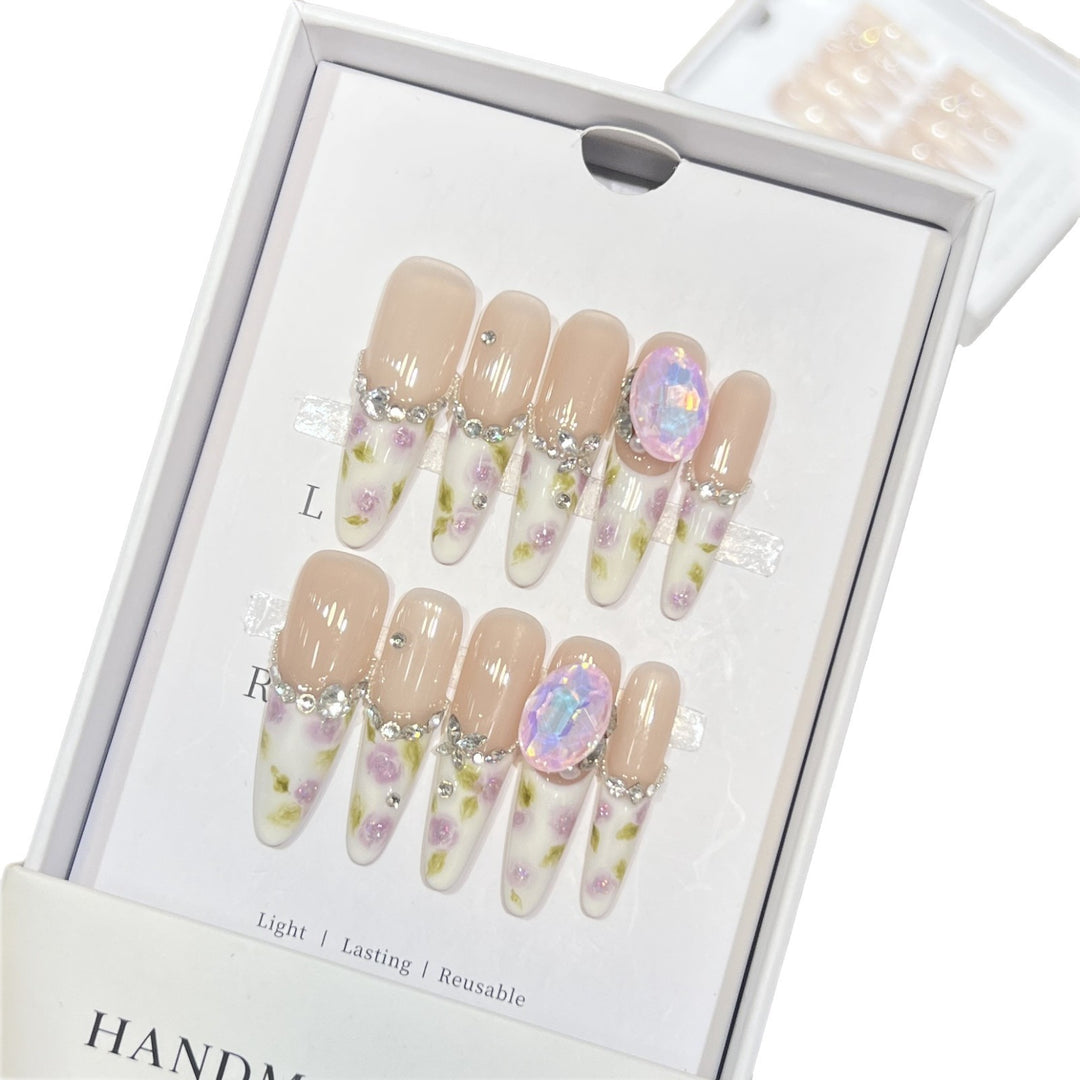 Decorative Floral Stiletto Press-On Nail Set Stornfield