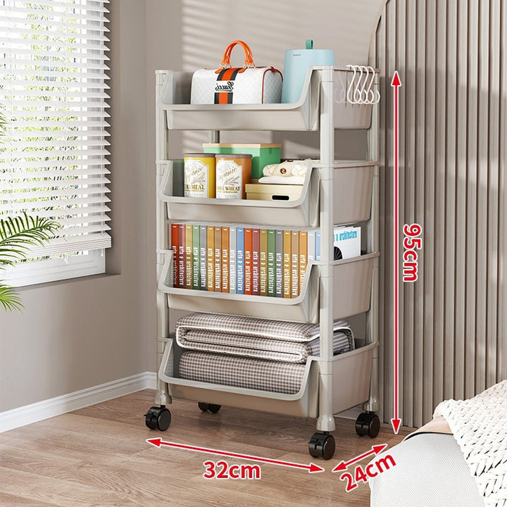 Compact Two-Tier Rolling Storage Cart with Removable Bins and Swivel Casters