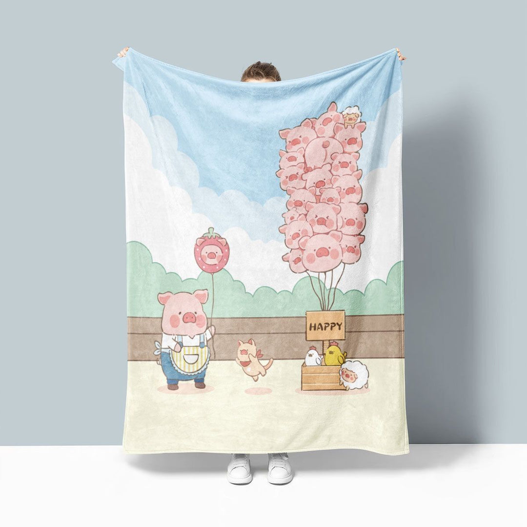 Premium Plush Pig-Themed Throw Blanket