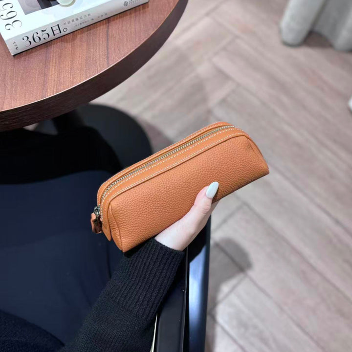 Premium Textured Leather Zippered Pencil Case