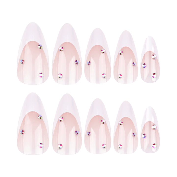 Elegant French Nail Art with Rhinestone Decorations Stornfield