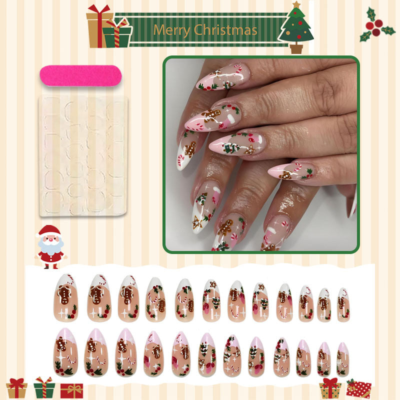 Artificial nail set with festive Christmas motifs and glossy finish Stornfield