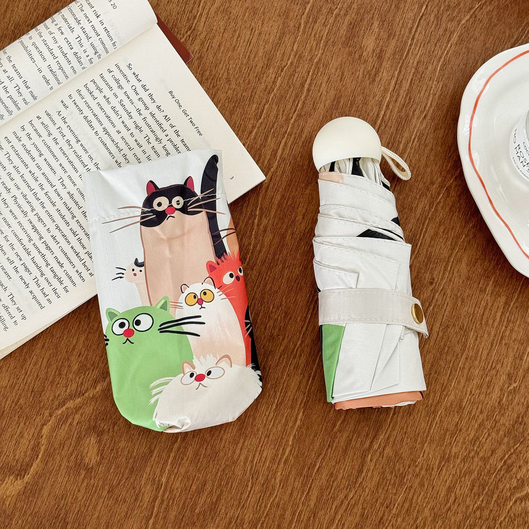 Women's Folding Umbrella with Playful Cat Design Stornfield