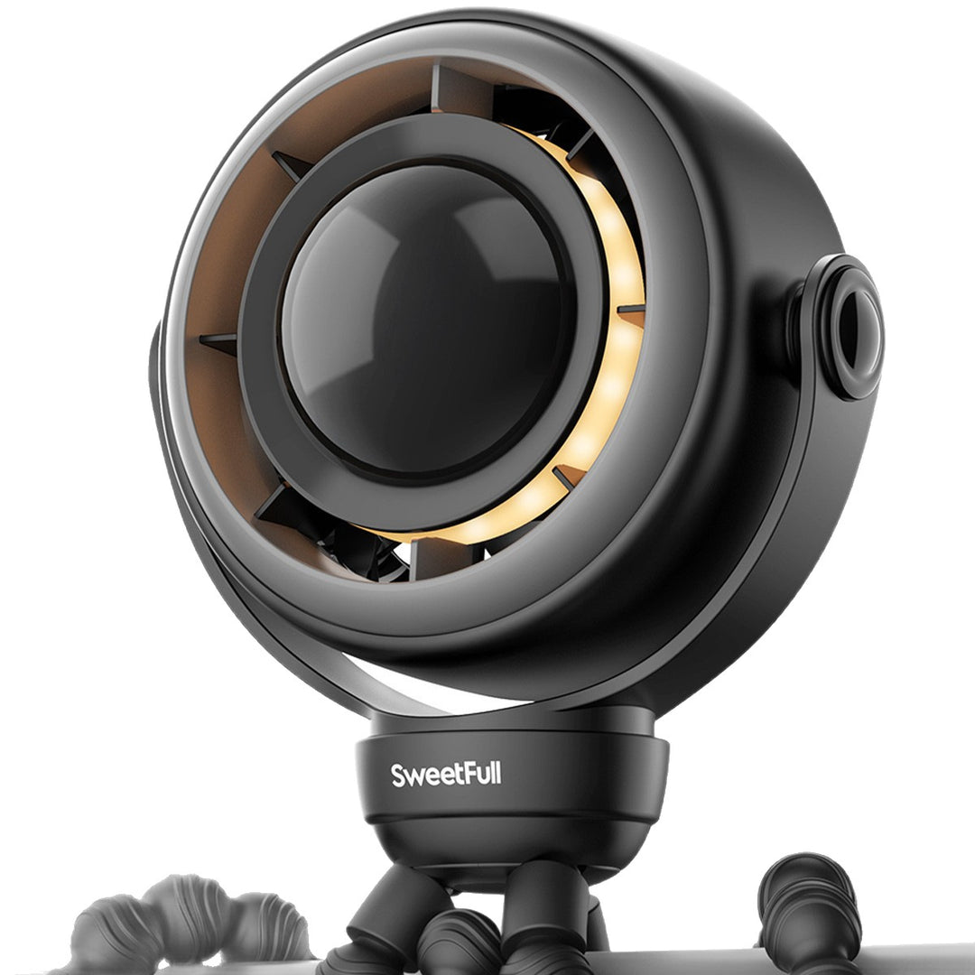 Unisex nano compact livestreaming camera with integrated ring light and flexible handlebar and tube mount Stornfield