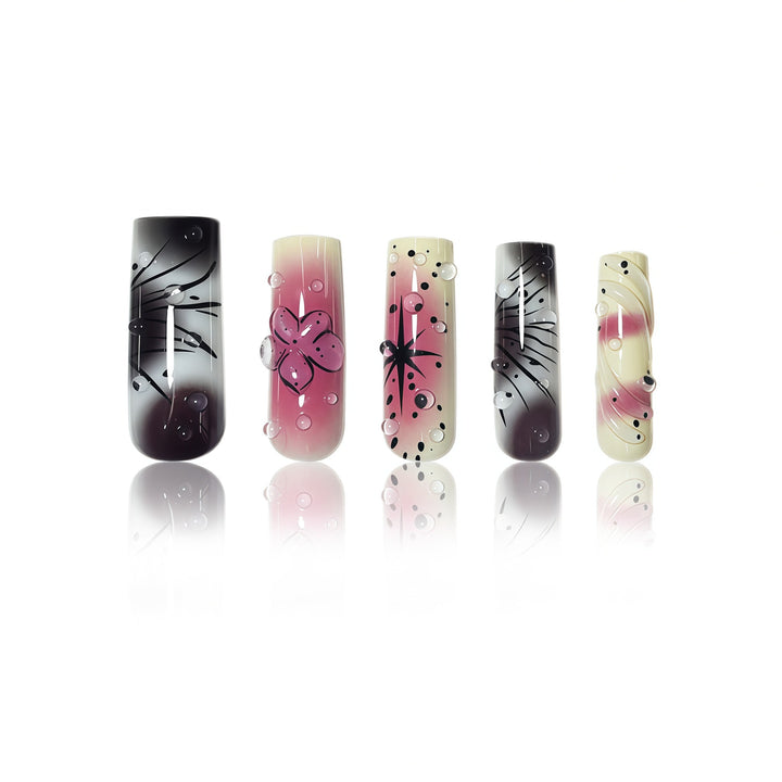 Artistic Ombre Floral Press-On Nail Extensions Stornfield