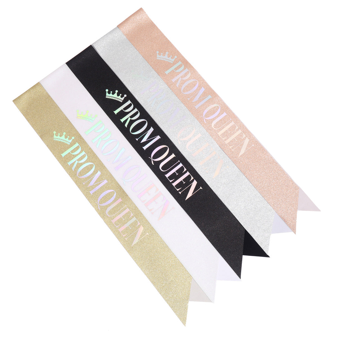 Ladies festive satin sash with holographic print Stornfield
