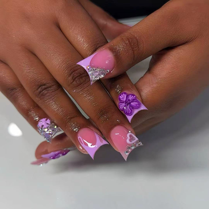 Creative Floral Acrylic Nail Art Stornfield