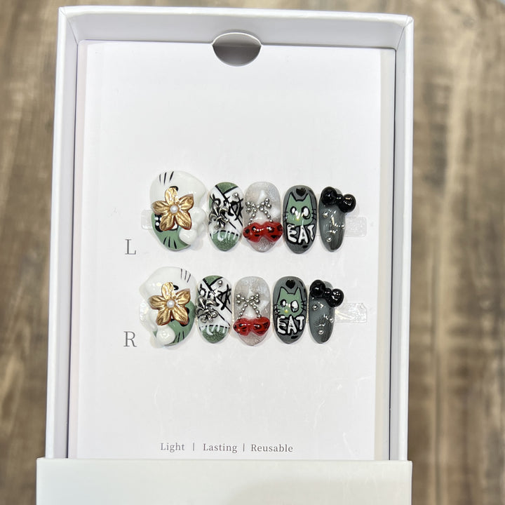 Playful Character Design Press-On Nail Art Set Stornfield
