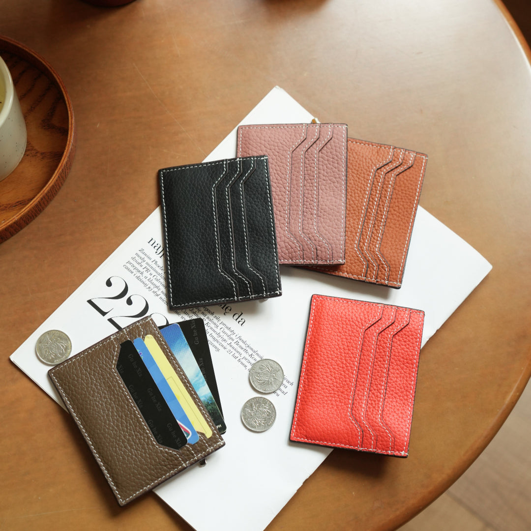 Textured Leather Card Holder Wallet