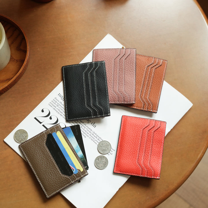 Textured Leather Card Holder Wallet