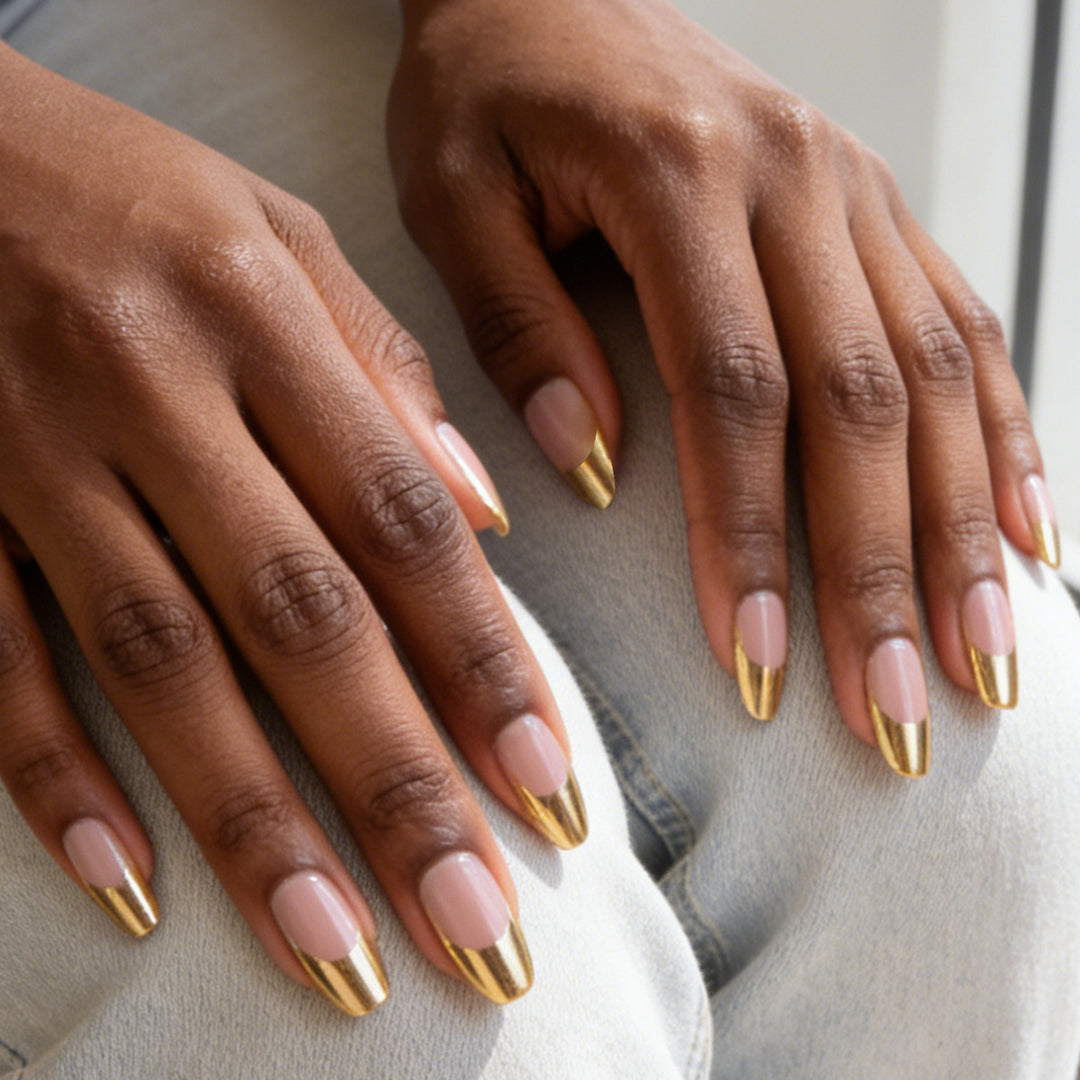 Elegant Metallic Tip Press-On Nails Stornfield