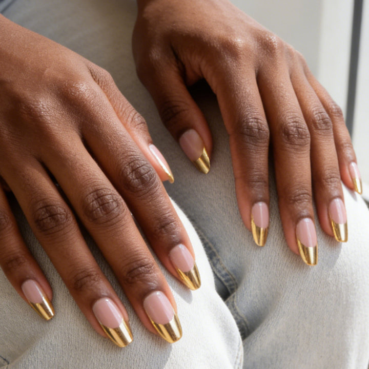 Elegant Metallic Tip Press-On Nails Stornfield