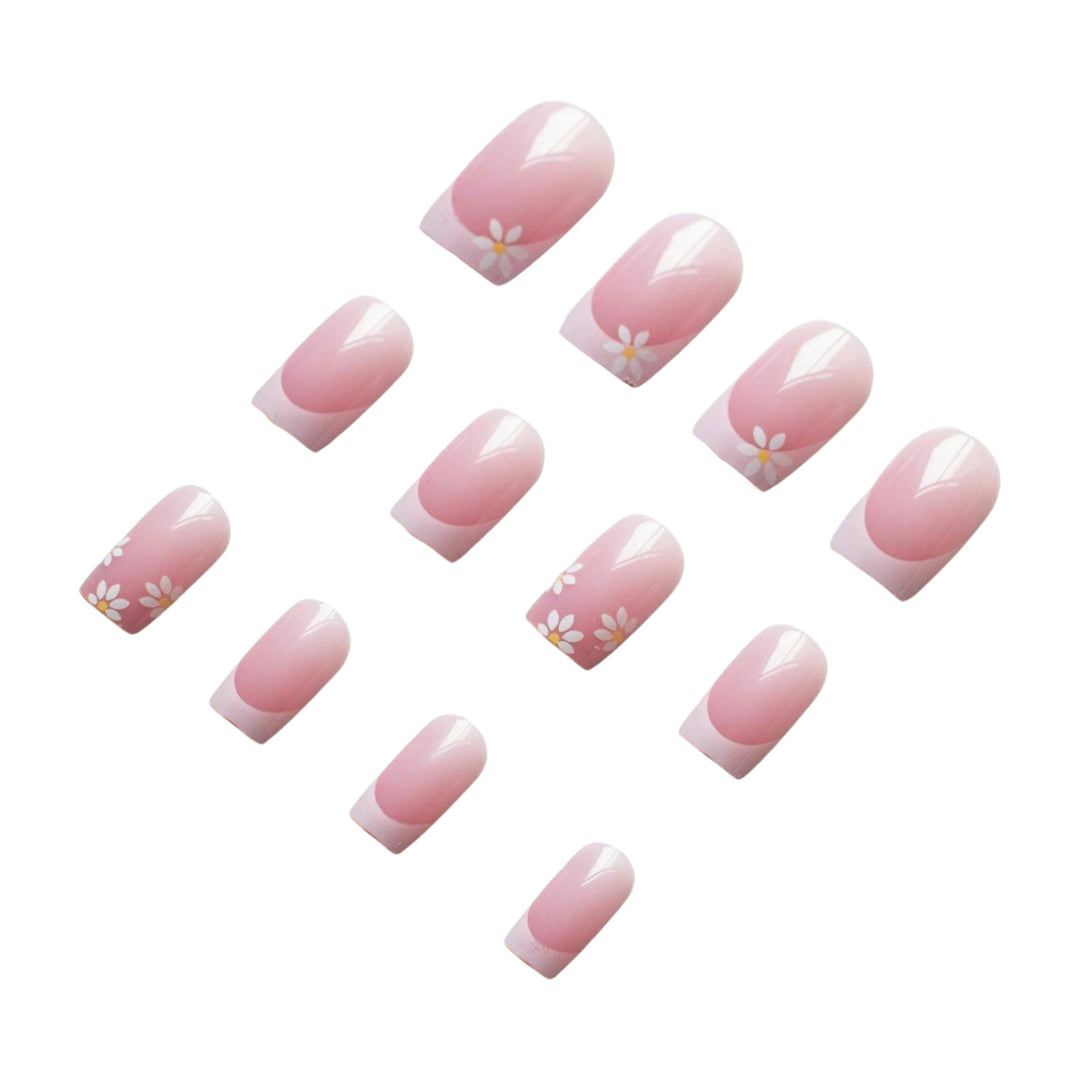 Elegant French Tip Floral Nail Art Design