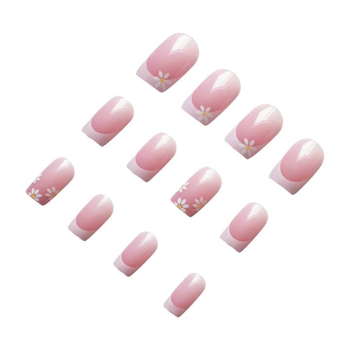 Elegant French Tip Floral Nail Art Design