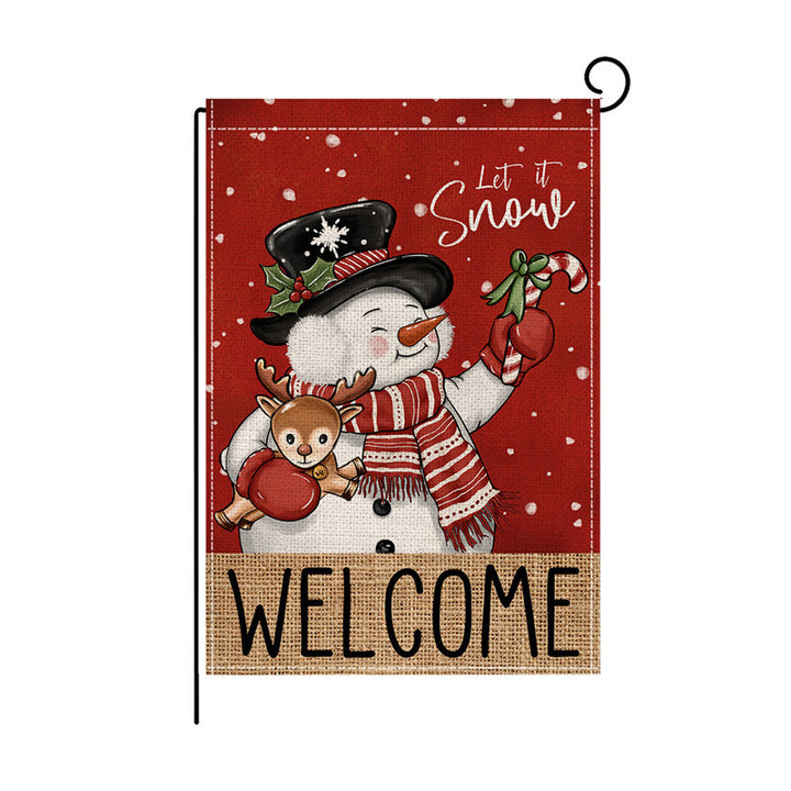 Holiday Welcome Burlap Garden Flag with Vintage Santa Illustration