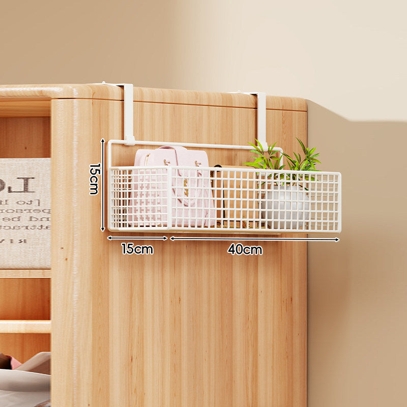 Over-Door Four-Tier Metal Mesh Hanging Storage Organizer with Integrated Hooks