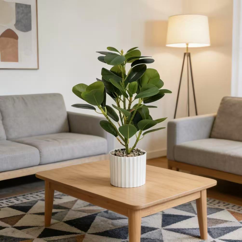 Decorative Faux Rubber Plant for Indoor Home Decor