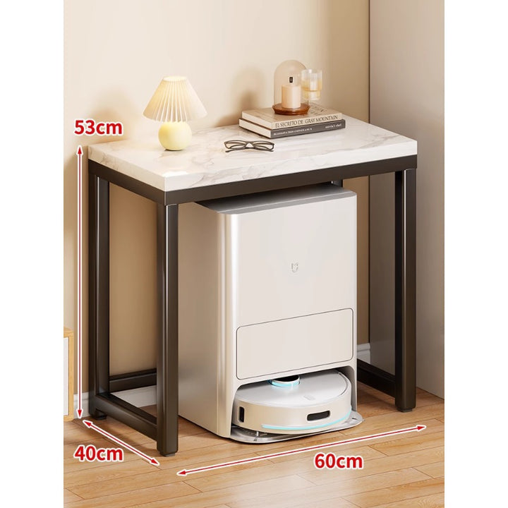 Marble Top Gold Metal Console Stand for Robot Vacuum Dock and Entryway Organizer