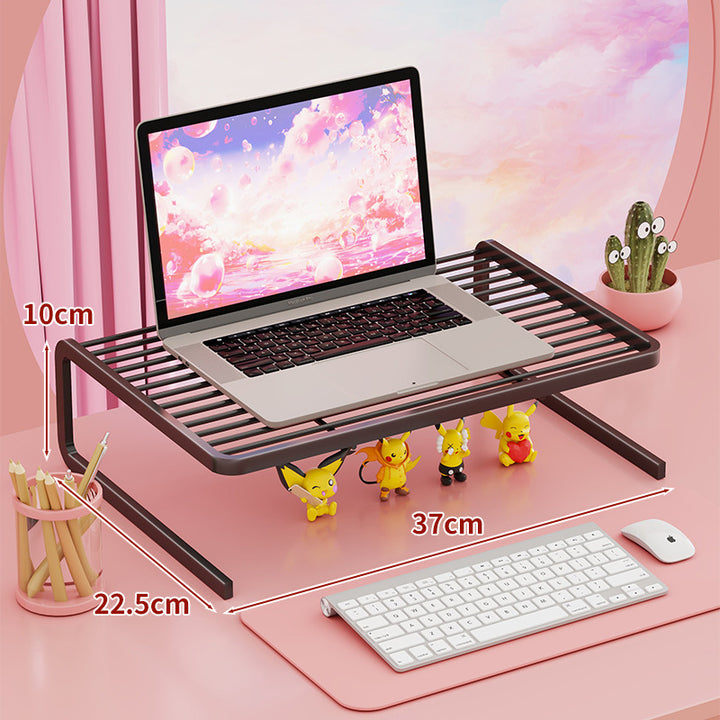 Two Tier Adjustable Metal Laptop and Monitor Riser with Ventilated Slatted Shelves