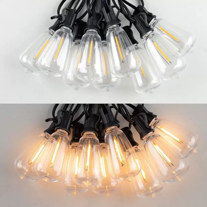 Outdoor Vintage Filament LED String Lights With Shatterproof Teardrop Bulbs And Heavy-Duty Weatherproof Cable Stornfield