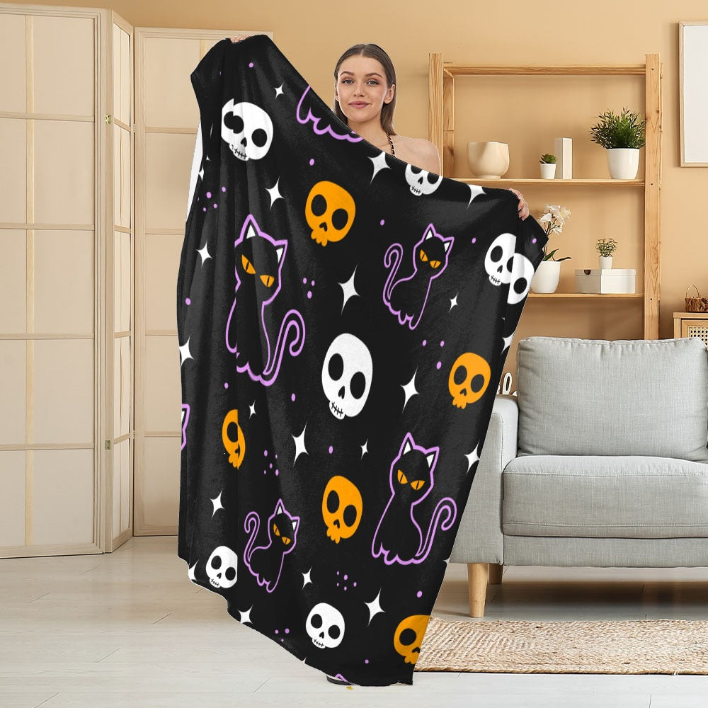 Cozy Halloween-Themed Fleece Blanket