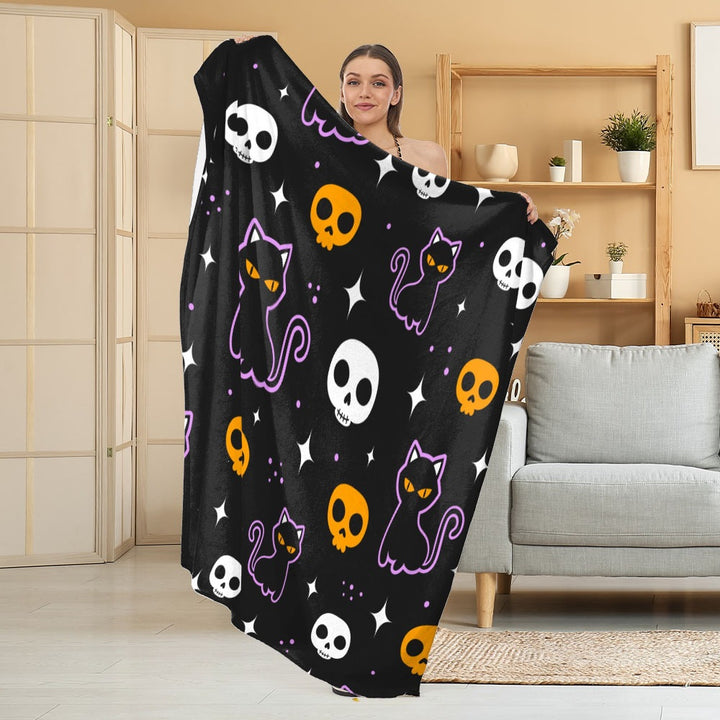 Cozy Halloween-Themed Fleece Blanket