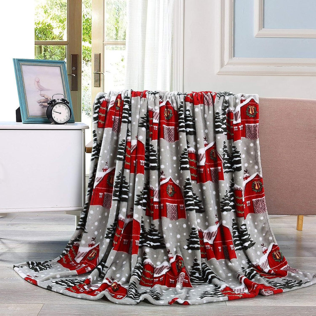 Festive Santa-Themed Plush Fleece Blanket