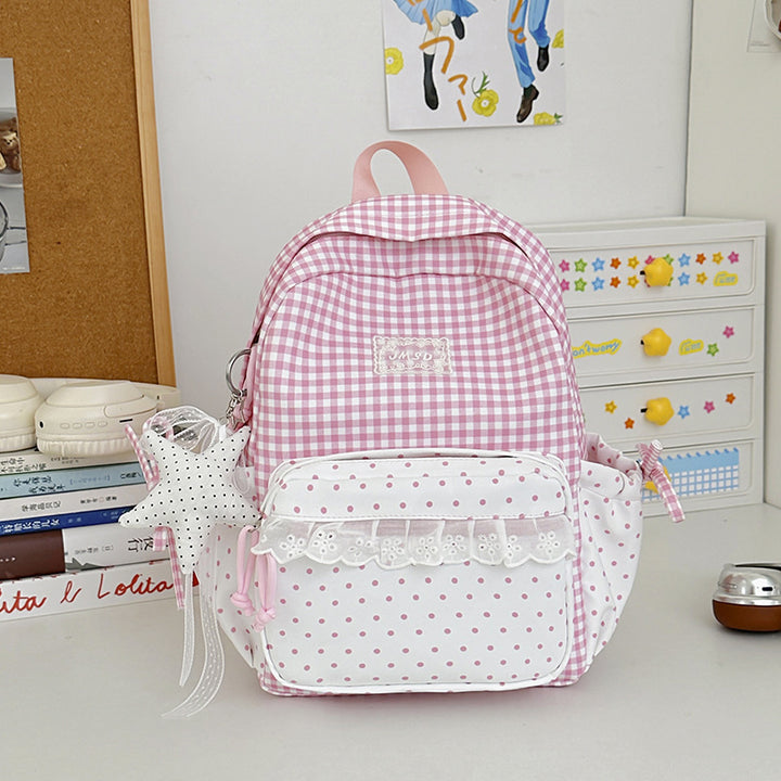Stylish Gingham Pattern Backpack Stornfield