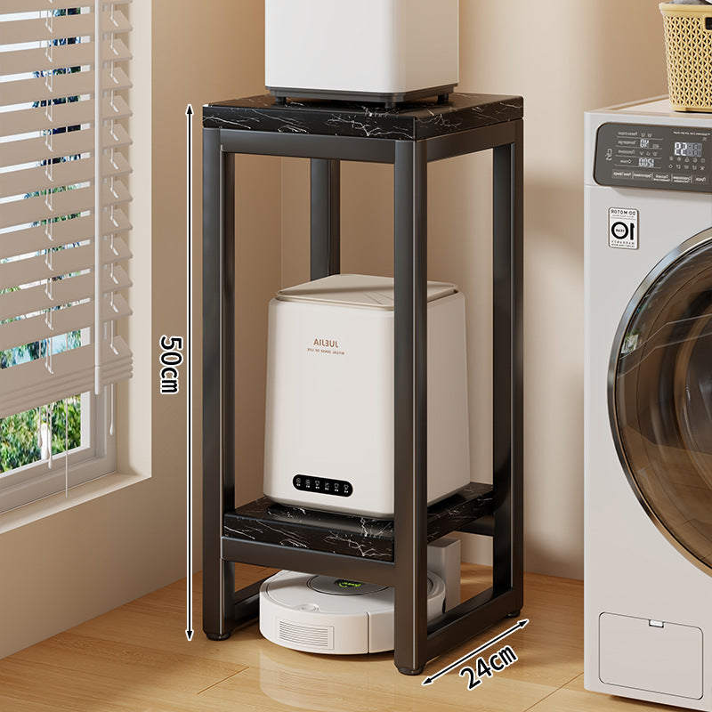 Narrow Two-Tier Metal Appliance Stand with Faux Marble Shelves