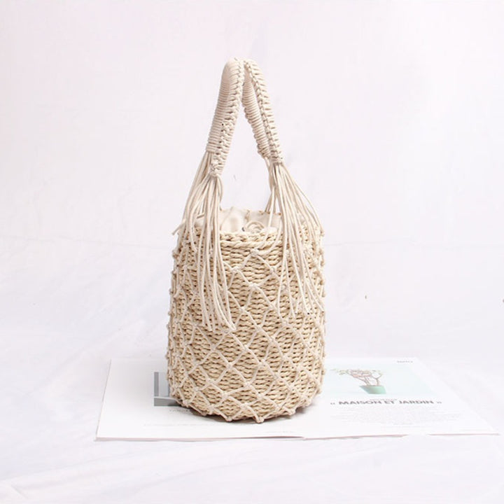 Braided Macrame Shoulder Bag with Decorative Fringe Stornfield