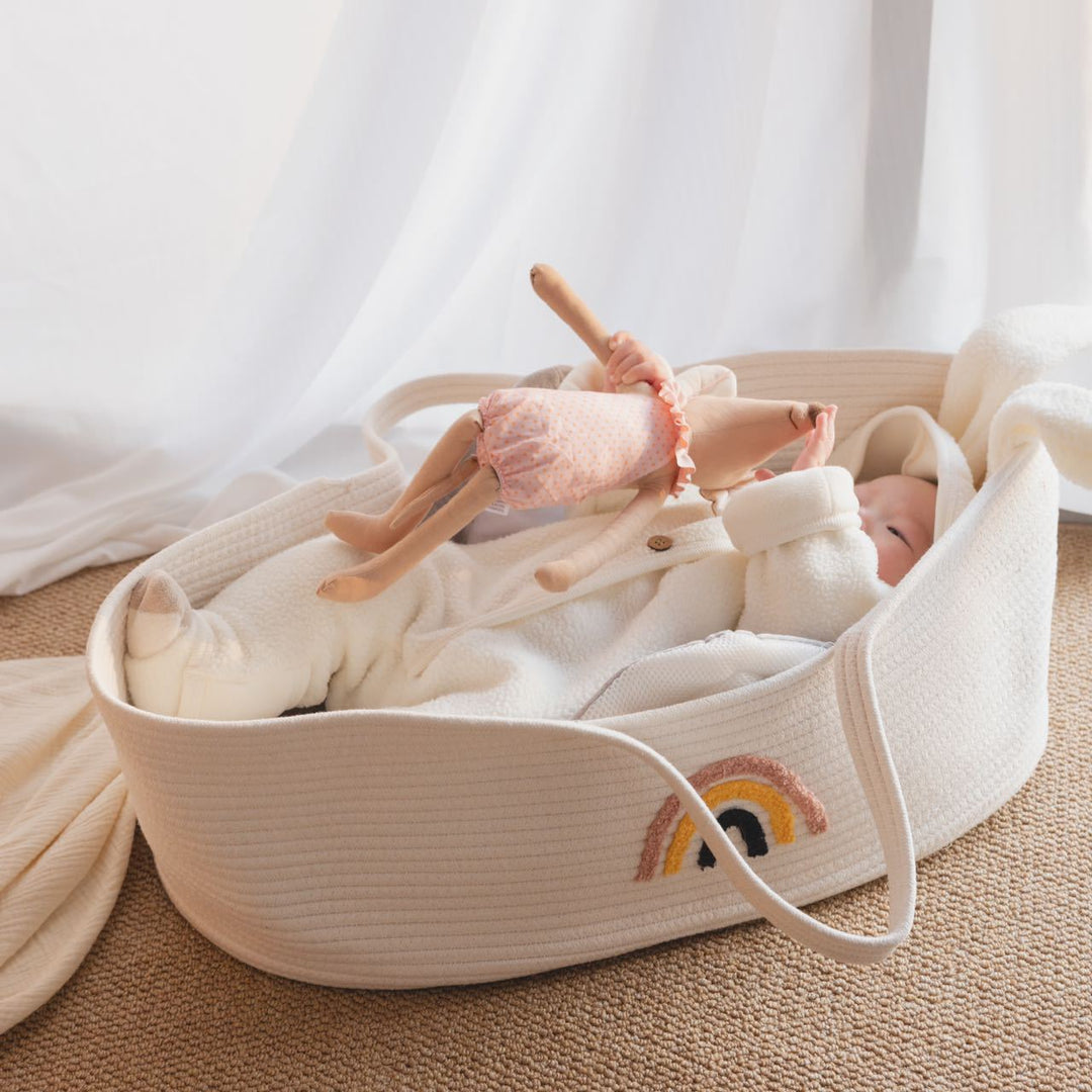 Portable Rope-Style Baby Moses Basket Bassinet with Handles