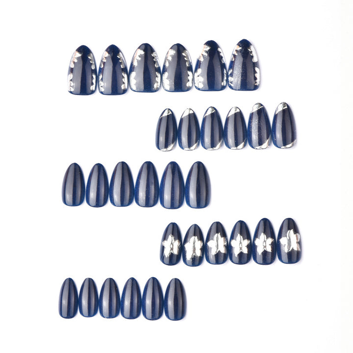 Premium Acrylic Press-On Nail Art Set with Floral Accents